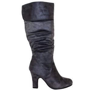 Women's Knee High Slouch Suede Winter Boots GREY 9